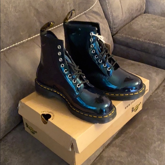 teal dr martens boots